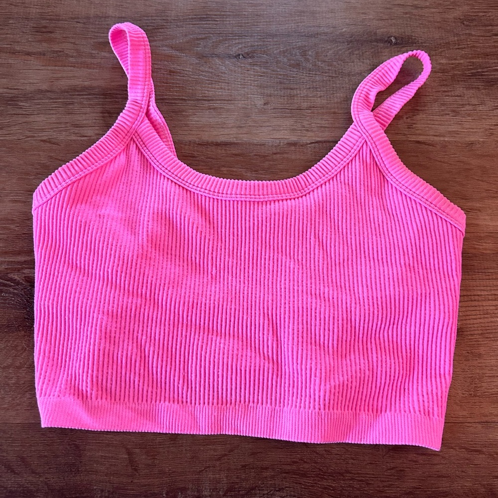 SHEIN Pink Ribbed Crop Top